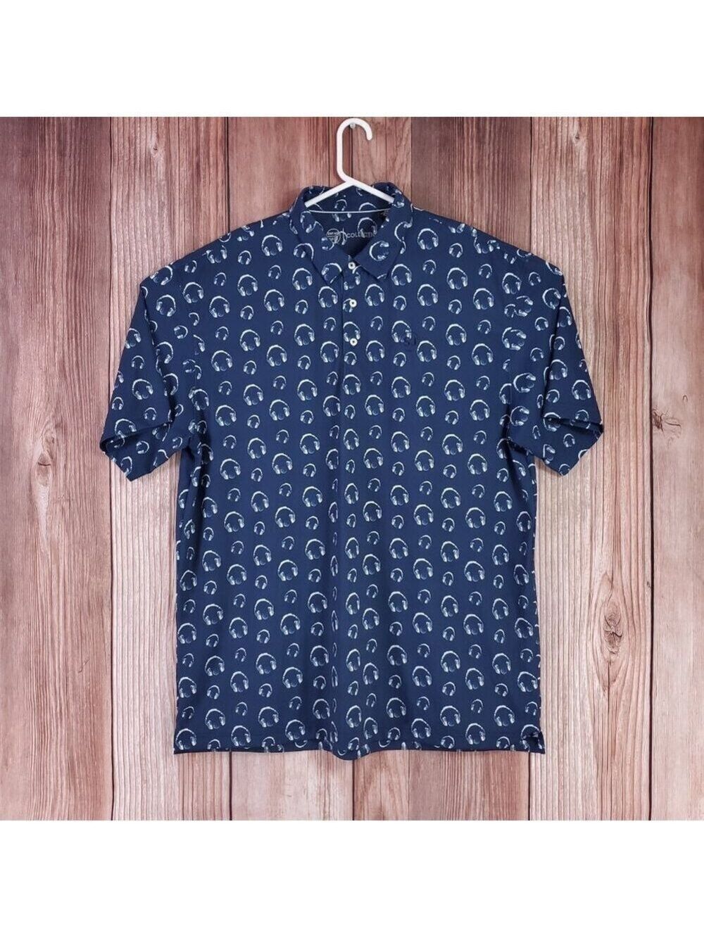 Swing Juice Mens XXL Headphones Short Sleeve Golf Polo Shirt Performance Navy